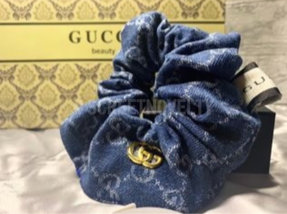 구찌 데님 더블G 골드 헤어슈슈 상품이미지6
