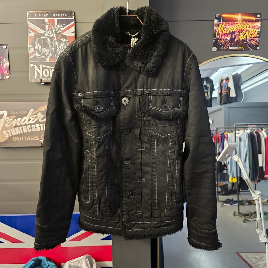 SHANE JEANS 쉐르파 웨스턴  블랙 데님 트러커  상품이미지1