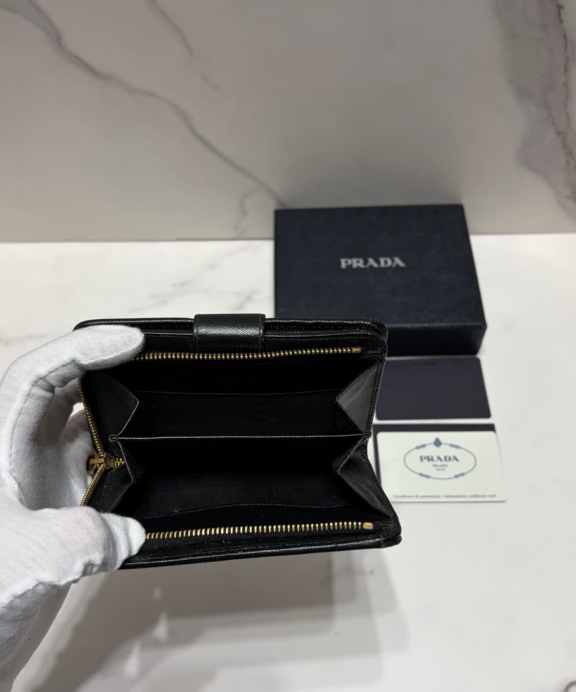 [정품] 프라다 사피아노 중지갑 블랙 백화점 풀구성 상품이미지4