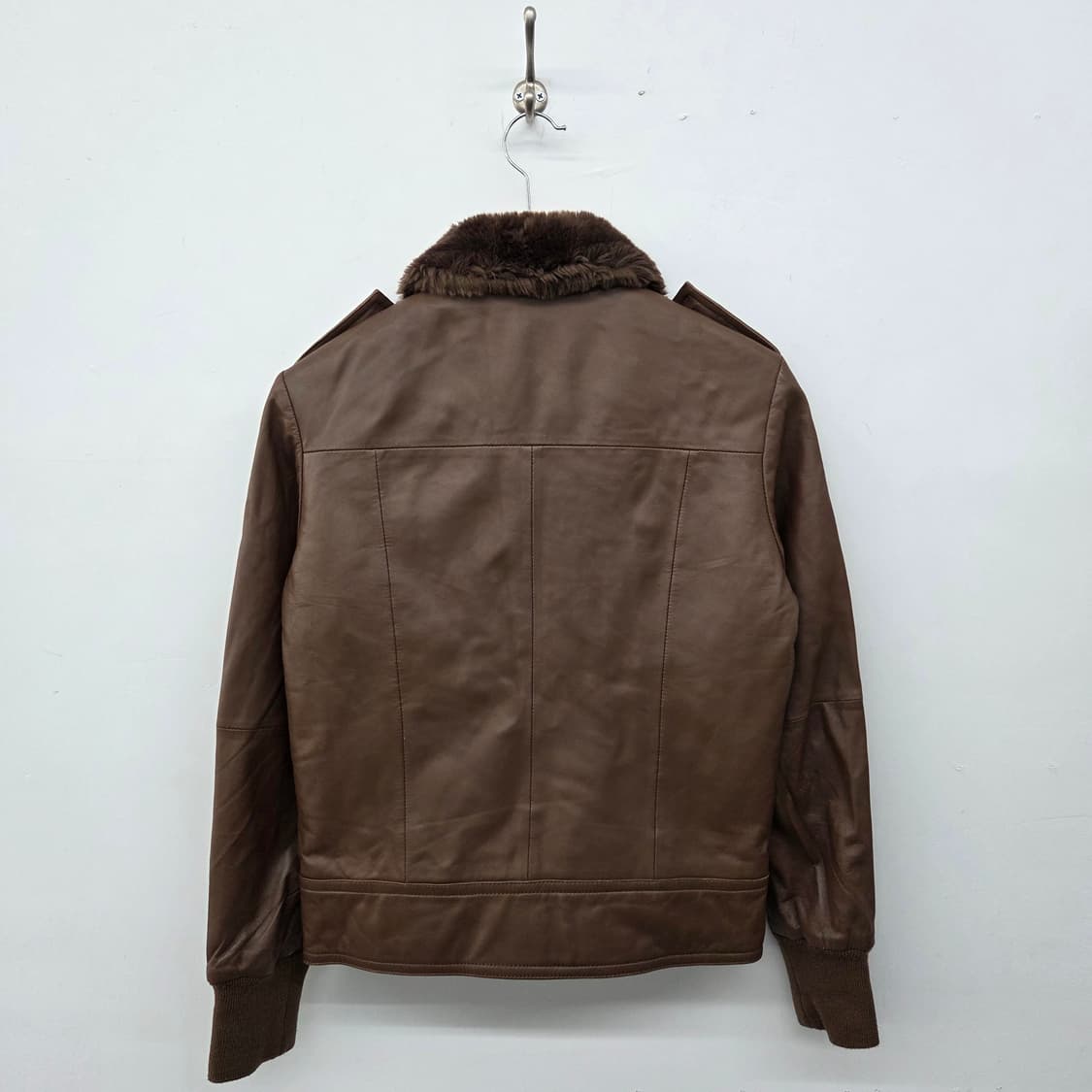 아디다스 브라운 가죽 자켓 퍼 카라 여/M 상품이미지7