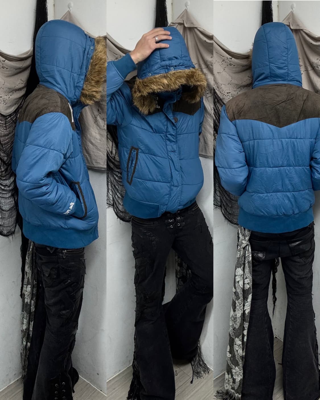 [TC SURF] Y2k Mood Blue Fur Padding 상품이미지1