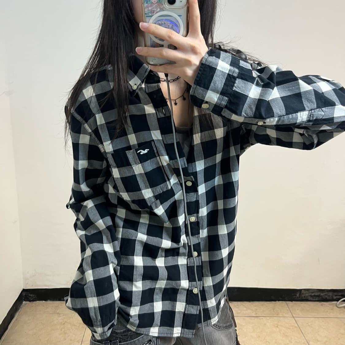 Hollister black gingham check shirt 상품이미지3