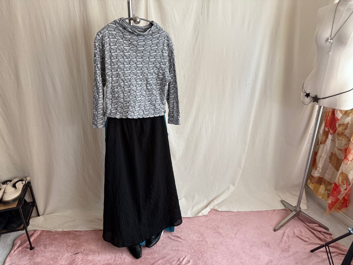 니트 패턴 플리츠 롱슬리브 (JPN) 상품이미지3