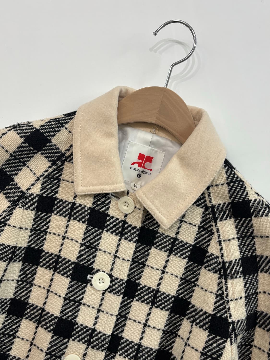 Courreges 꾸레쥬 트위드패턴 벨티드 울 싱글 코트 상품이미지9