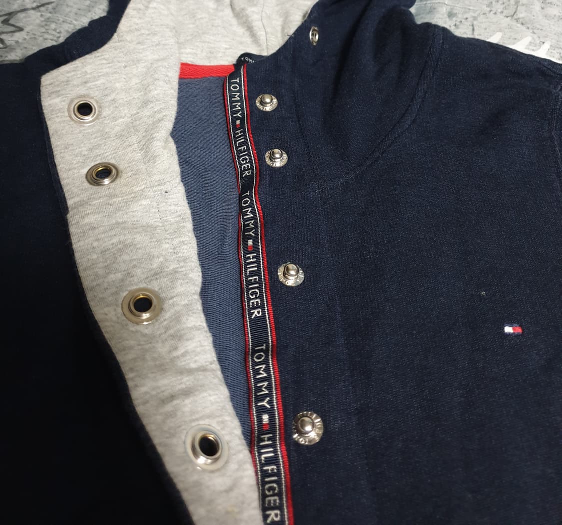 (일본판) 타미힐피거 슬림핏 빈티지 버튼 후드티 네이비 (S) 상품이미지3