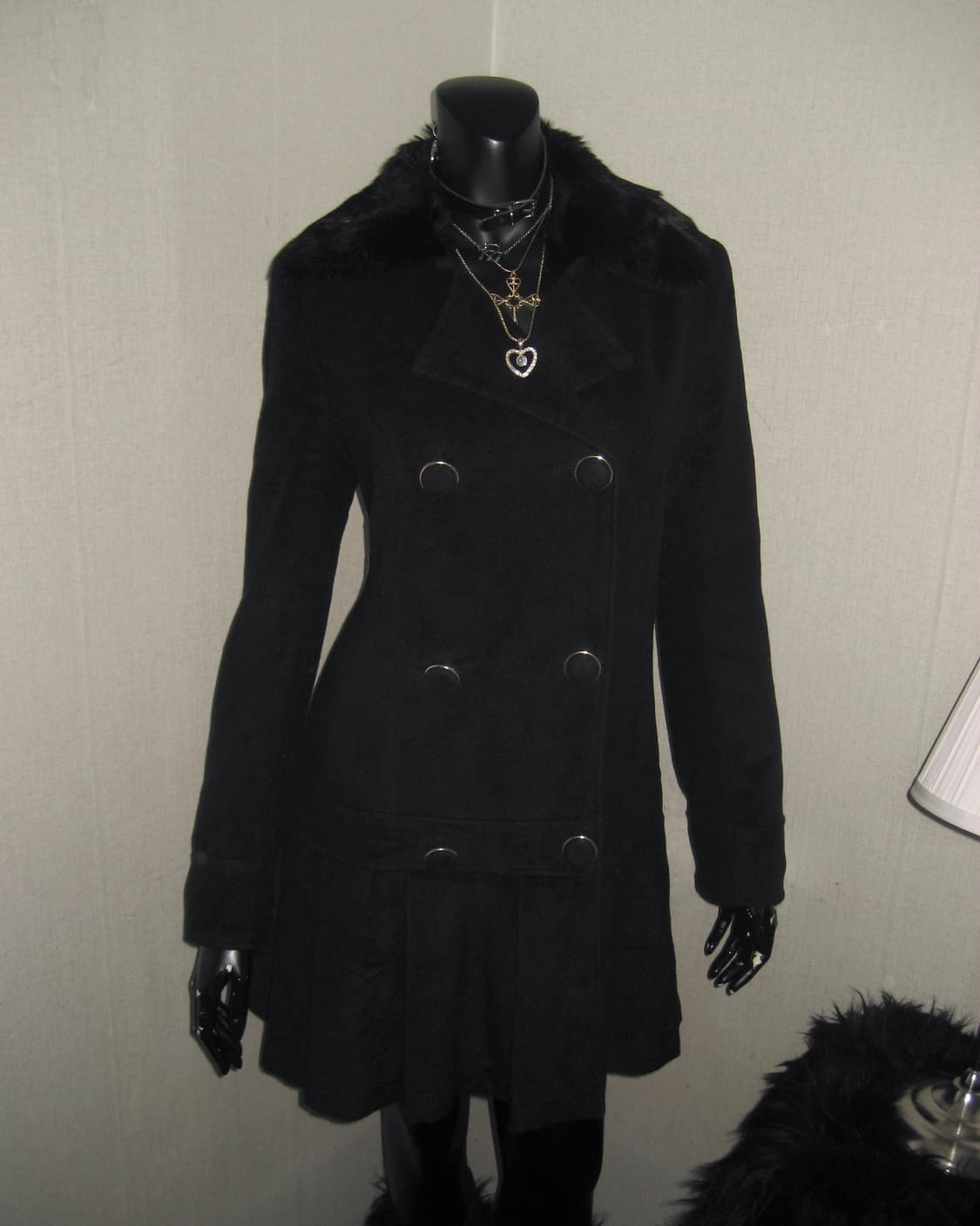 Deary 백리본 퍼 코트 블랙 디어리 디어마이러브 갸루 상품이미지4