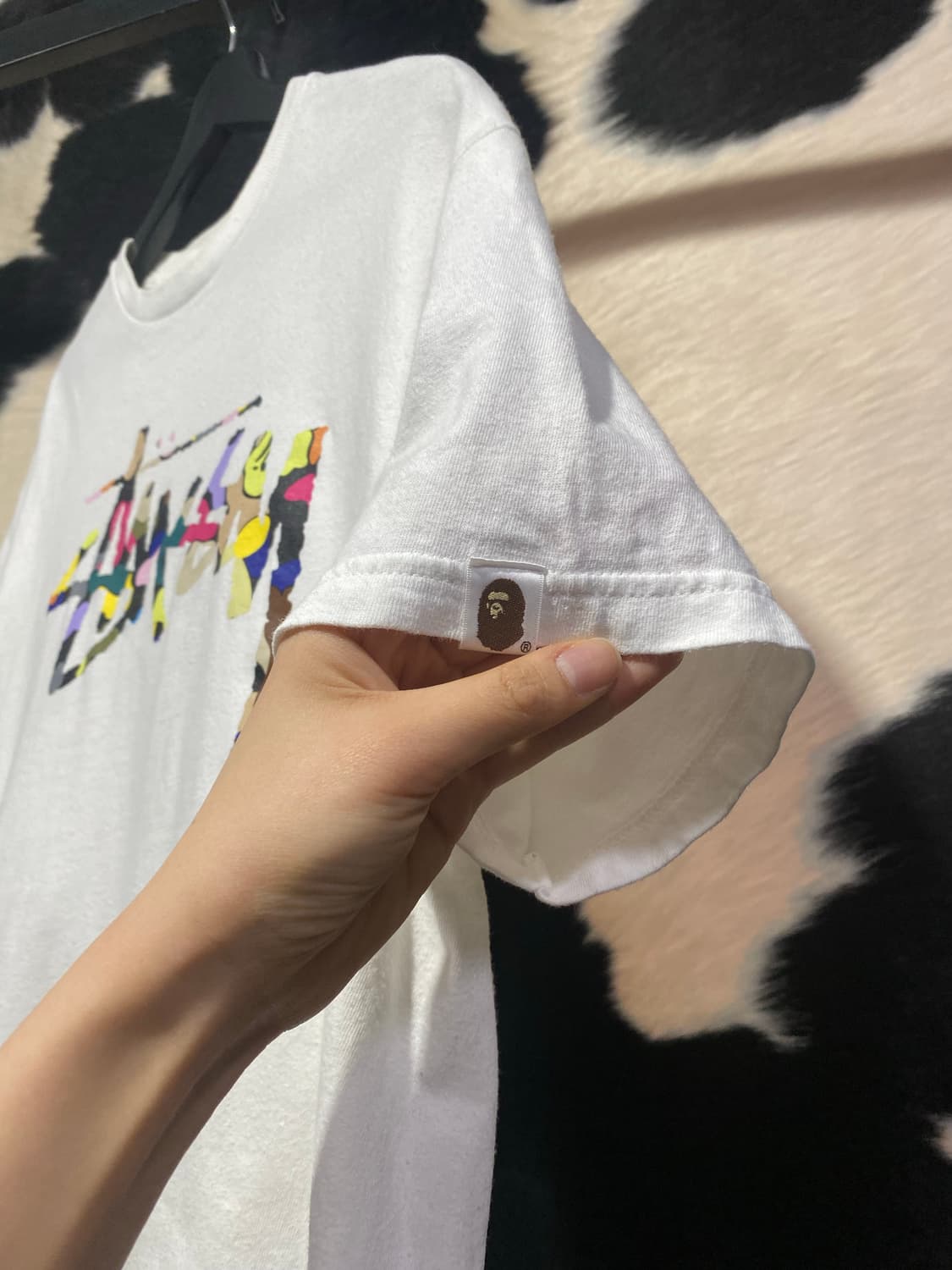Stussy X Bape 30주년 카모 레터링 반팔 티셔츠 상품이미지4