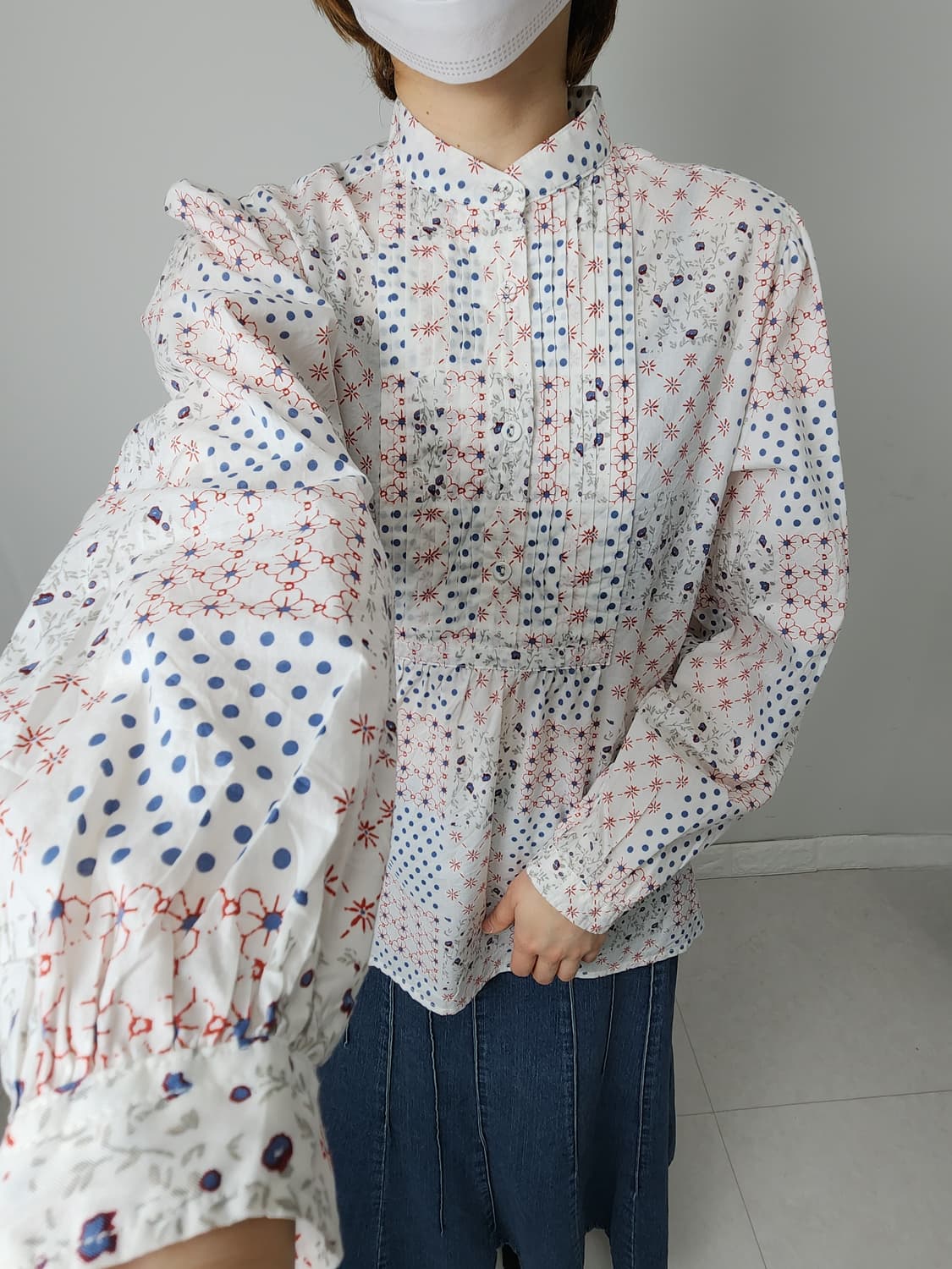 (ines de la fressangeXUNIQLO)핀턱 블라우스 상품이미지3