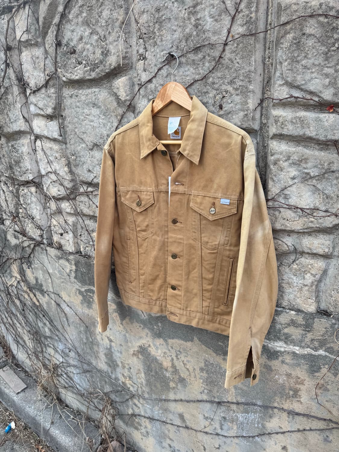 80s 칼하트 빈티지 캔버스 코튼 페이딩 트러커 자켓 42 상품이미지3