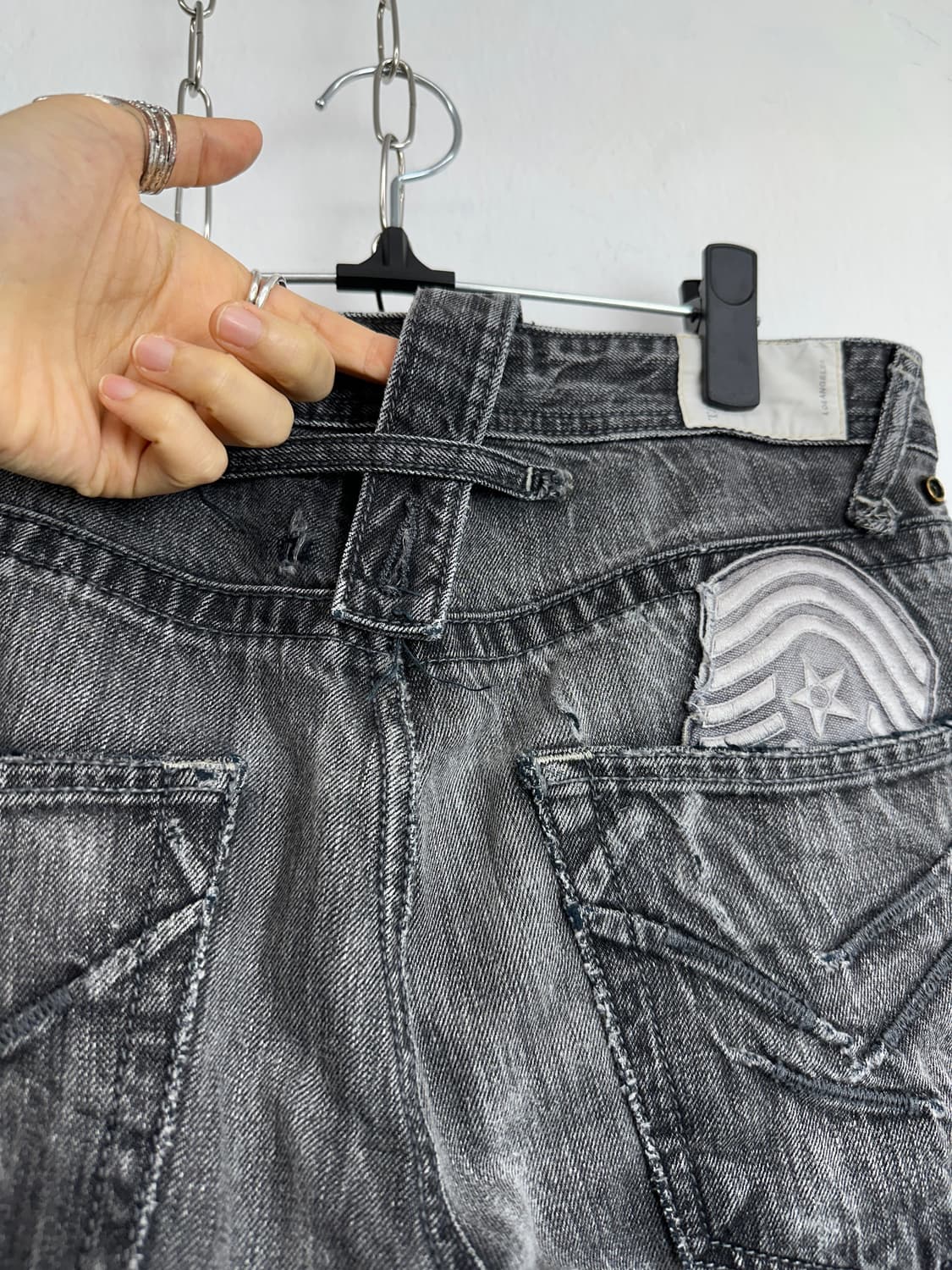 Embroidered Black Wash Bootcut Denim Jea 상품이미지10