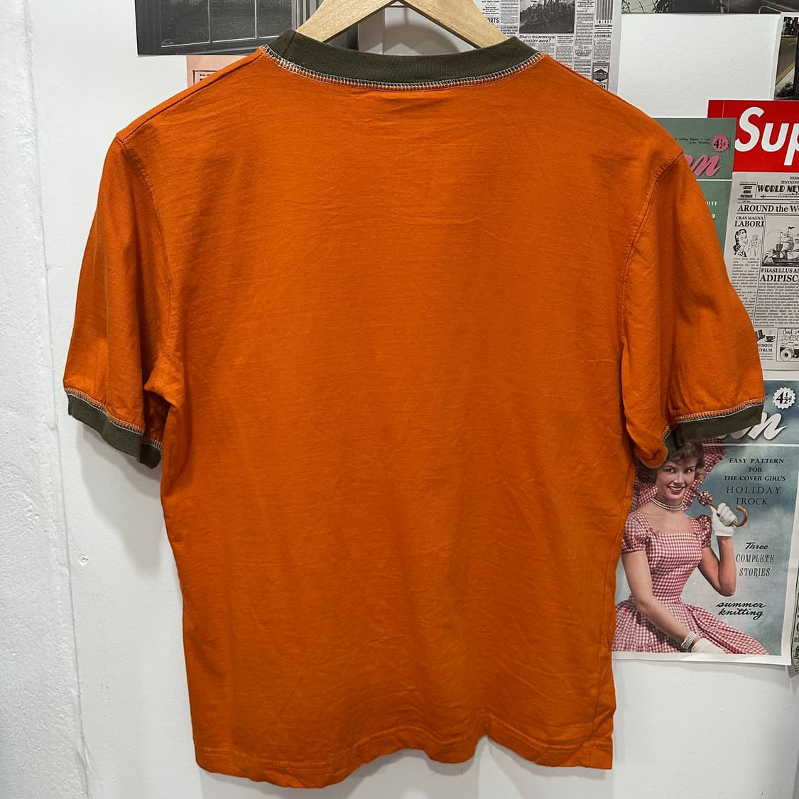빈티지 오렌지 레터링 링거 반팔티M 상품이미지5