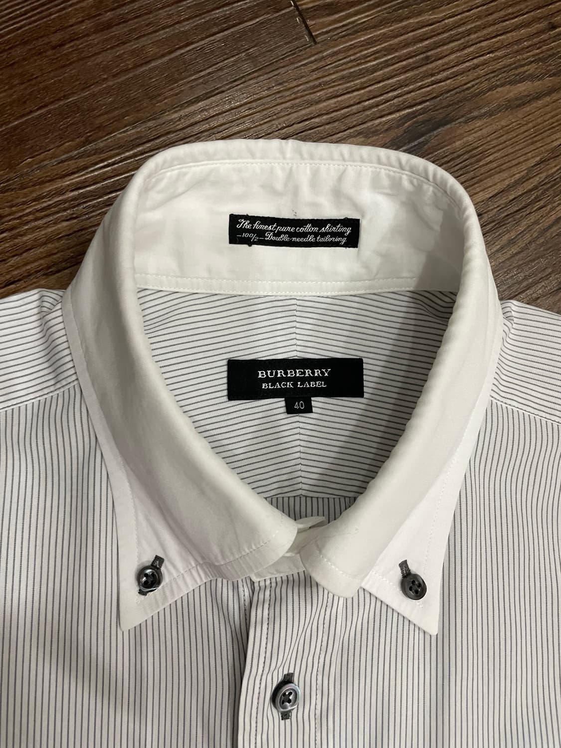 버버리 블랙라벨 자수 로고 스트라이프 셔츠 40 상품이미지7