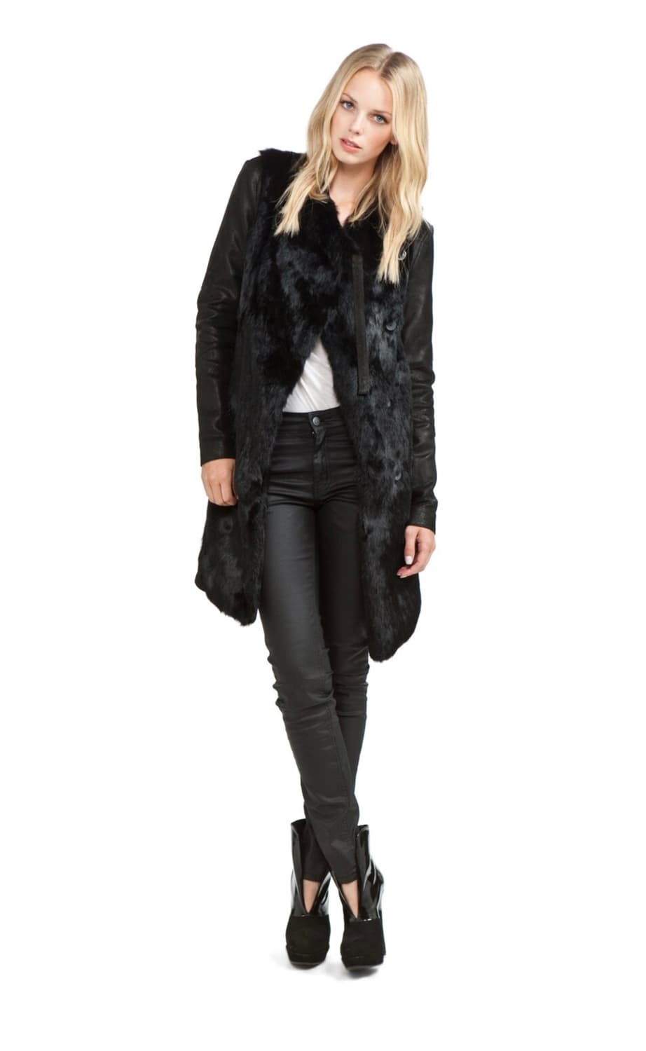 헬무트랭 래빗 퍼 레더 코트 P 상품이미지1