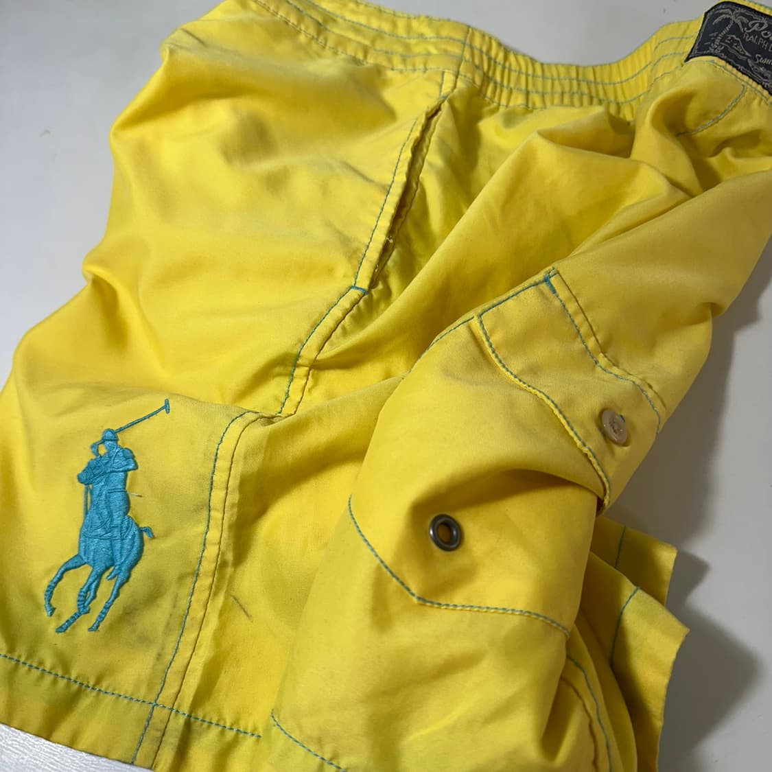 10-12Y 폴로키즈 옐로우 빅포니로고 밴딩 스윔팬츠 상품이미지2