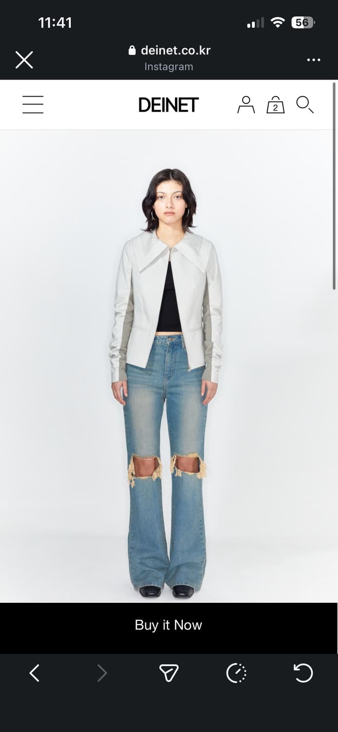 DEINET 스크래치 데미지 부츠컷 데님팬츠 블루 상품이미지1