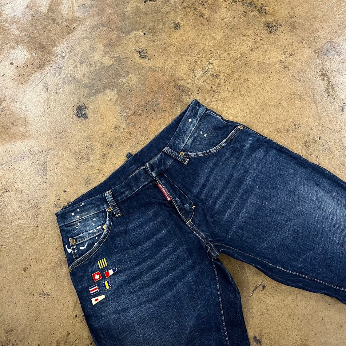 [정품/46] Dsquared2 깃발 패치 데님 청바지 b16 상품이미지1