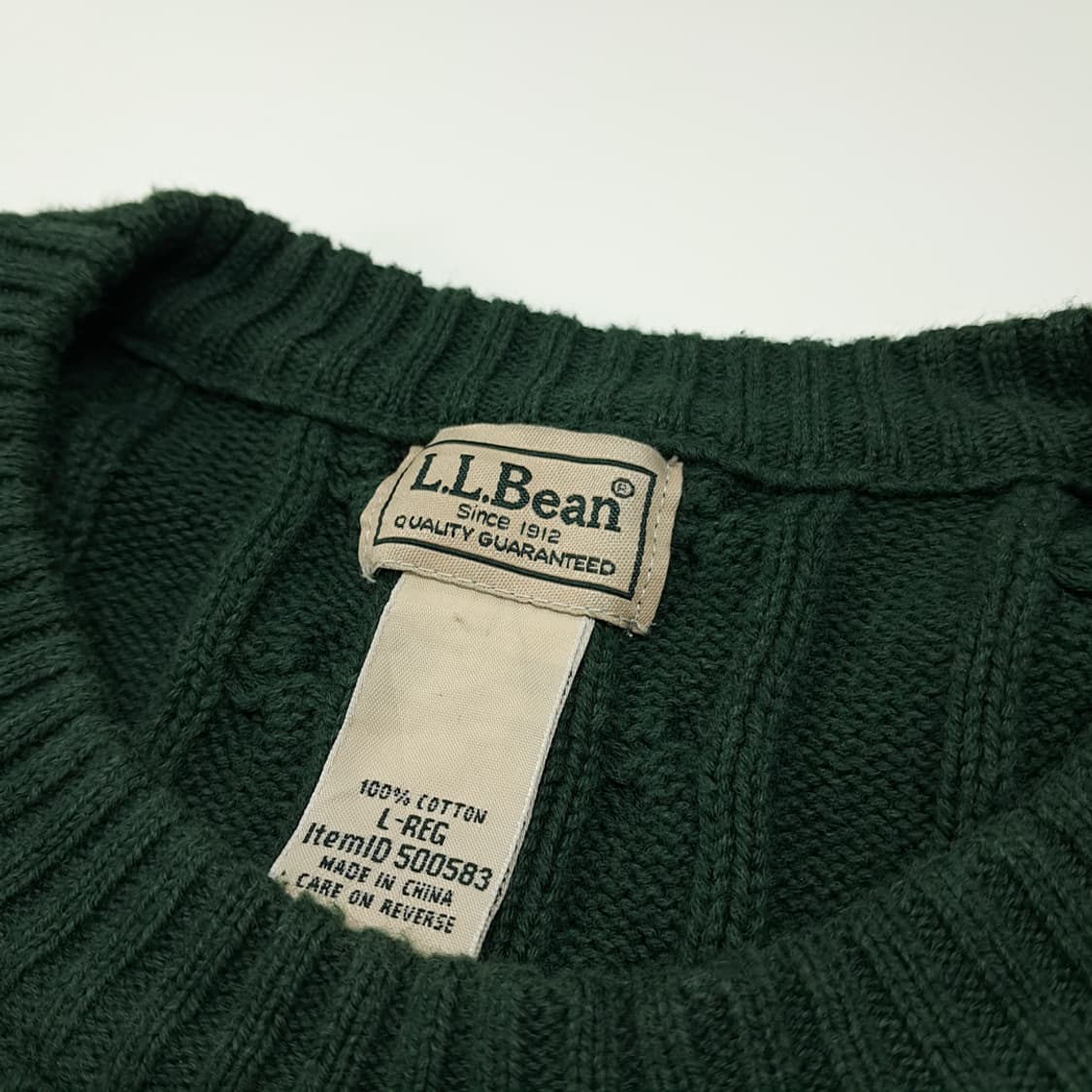 CL078 L 엘엘빈 시그니처 포레스트 그린 피셔맨 케이블 니트 상품이미지3