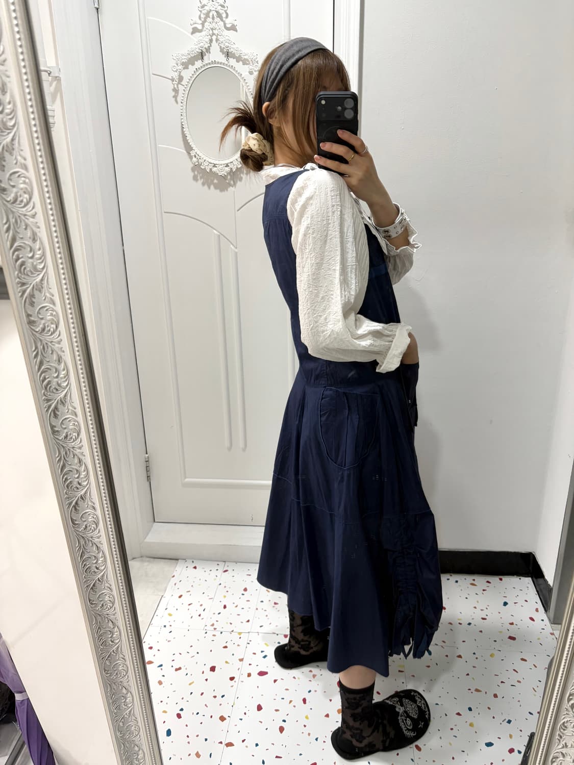 navy workwear zip dress 상품이미지7