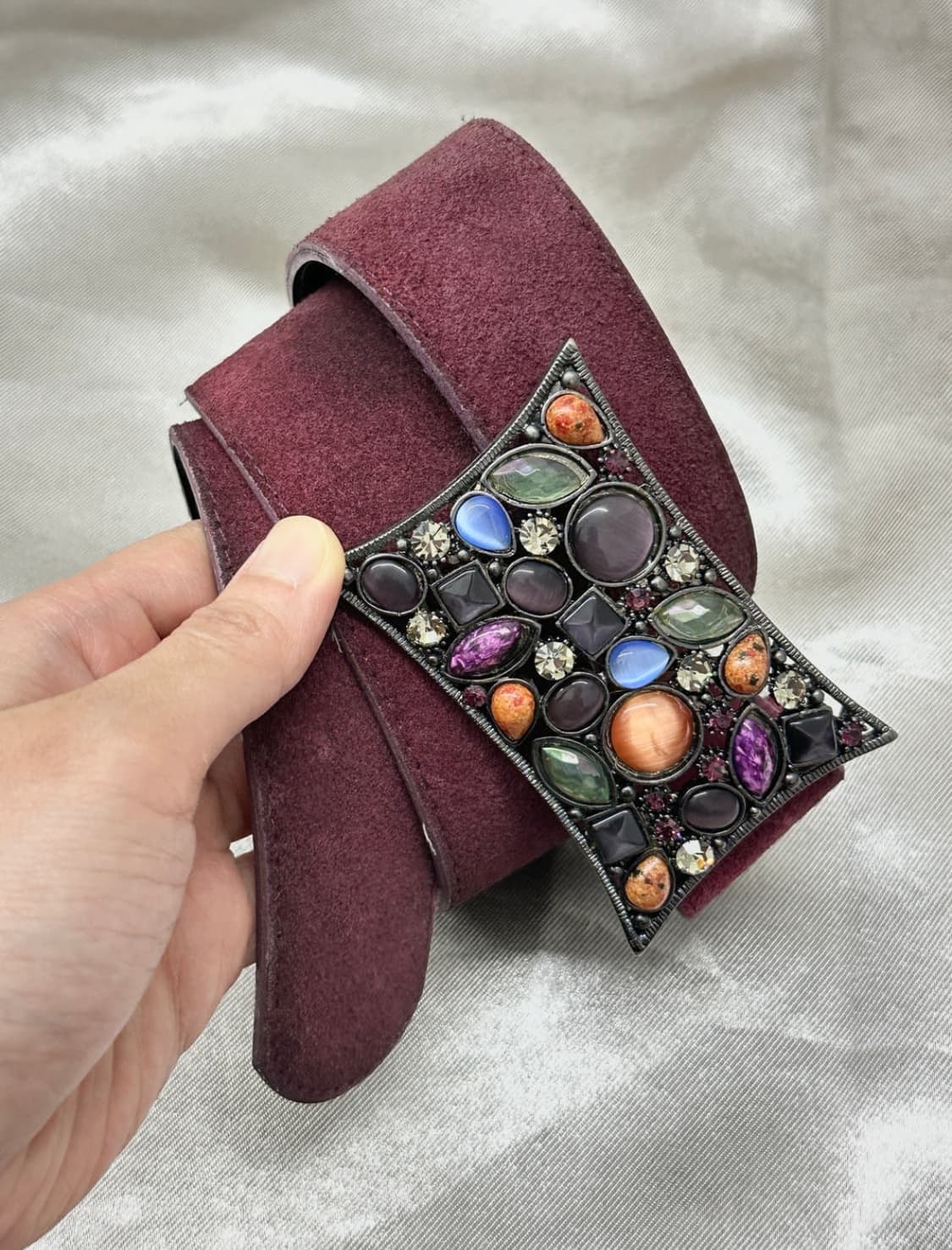 Raw Stone Suede Burgundy Belt 상품이미지3