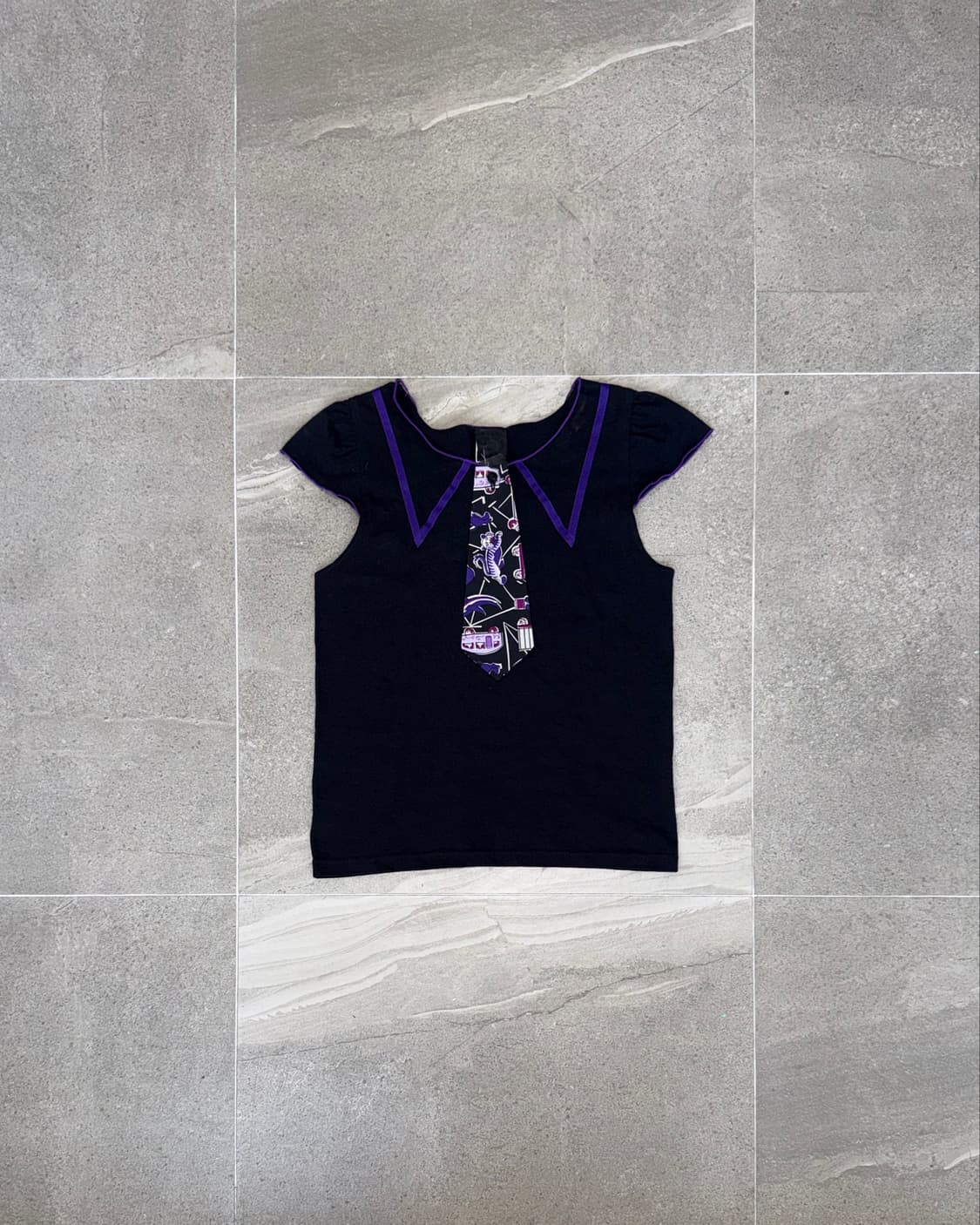 Anna Sui black purple kitsch tie half t  상품이미지1