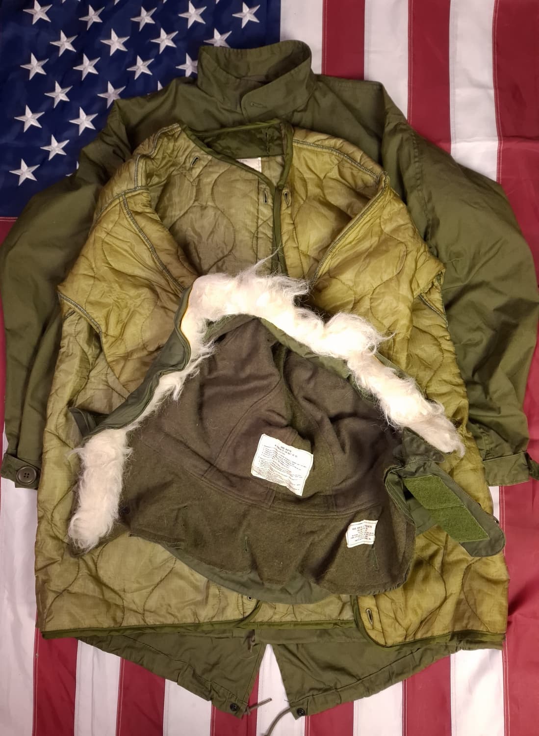 완전 새제품 오리지날 미군 M-65피쉬테일 개파카 엑스스몰 풀셋트 상품이미지1