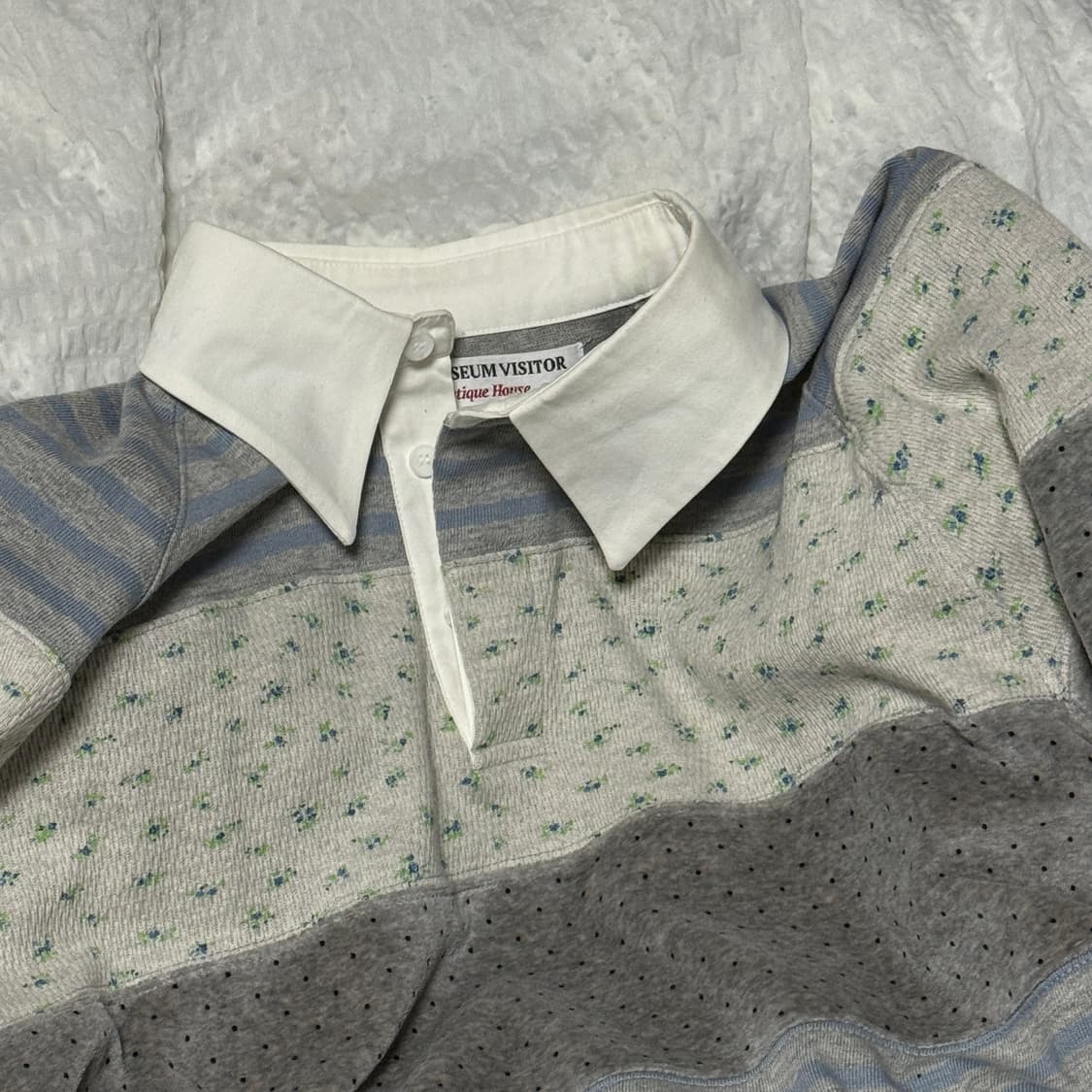 STRIPE PATCHWORK PK LONG SLEEVE (GREY) 상품이미지2