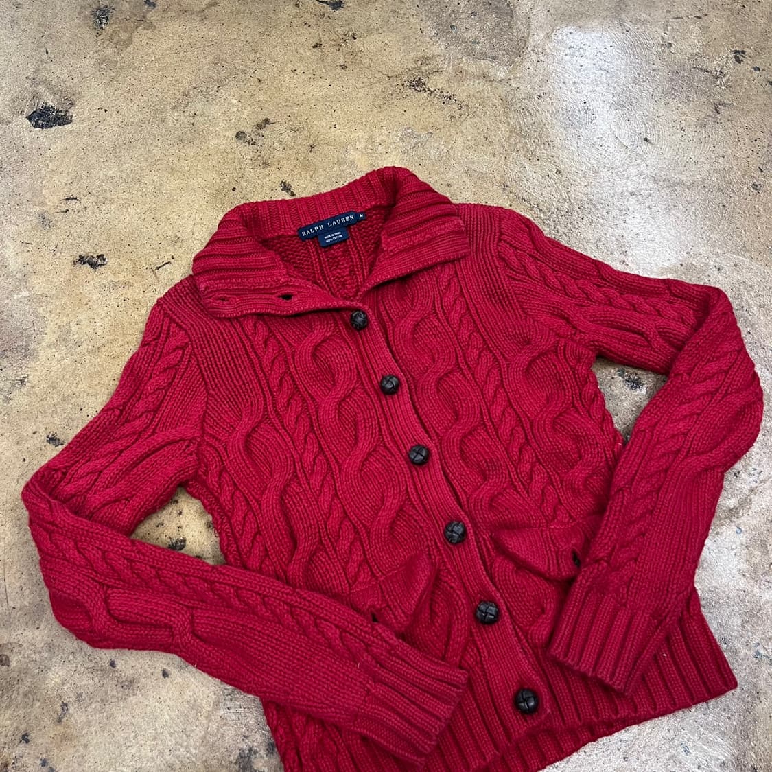 폴로 랄프로렌 레드 니트 카라 가디건  상품이미지1