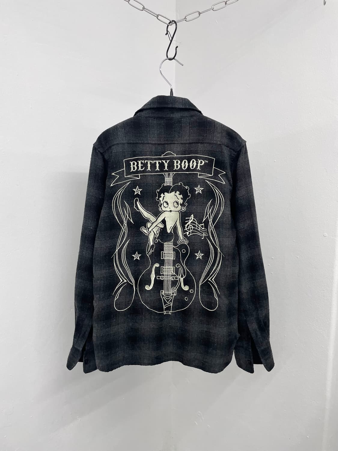 베티붑 체크 일러스트 자수 셔츠 상품이미지1