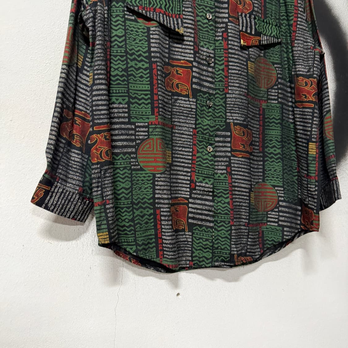 VTG 빈티지 재패니즈 오리엔탈풍 패턴 투포켓 긴팔 셔츠 상품이미지4