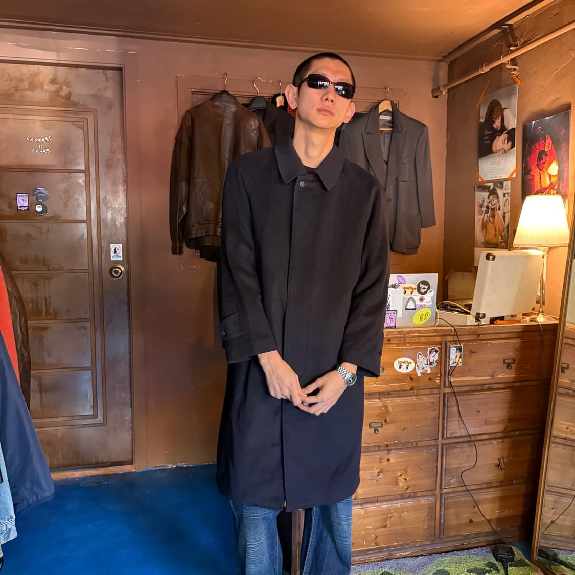 HENRY FORMAN CASHMERE 100% NAVY COAT 상품이미지3