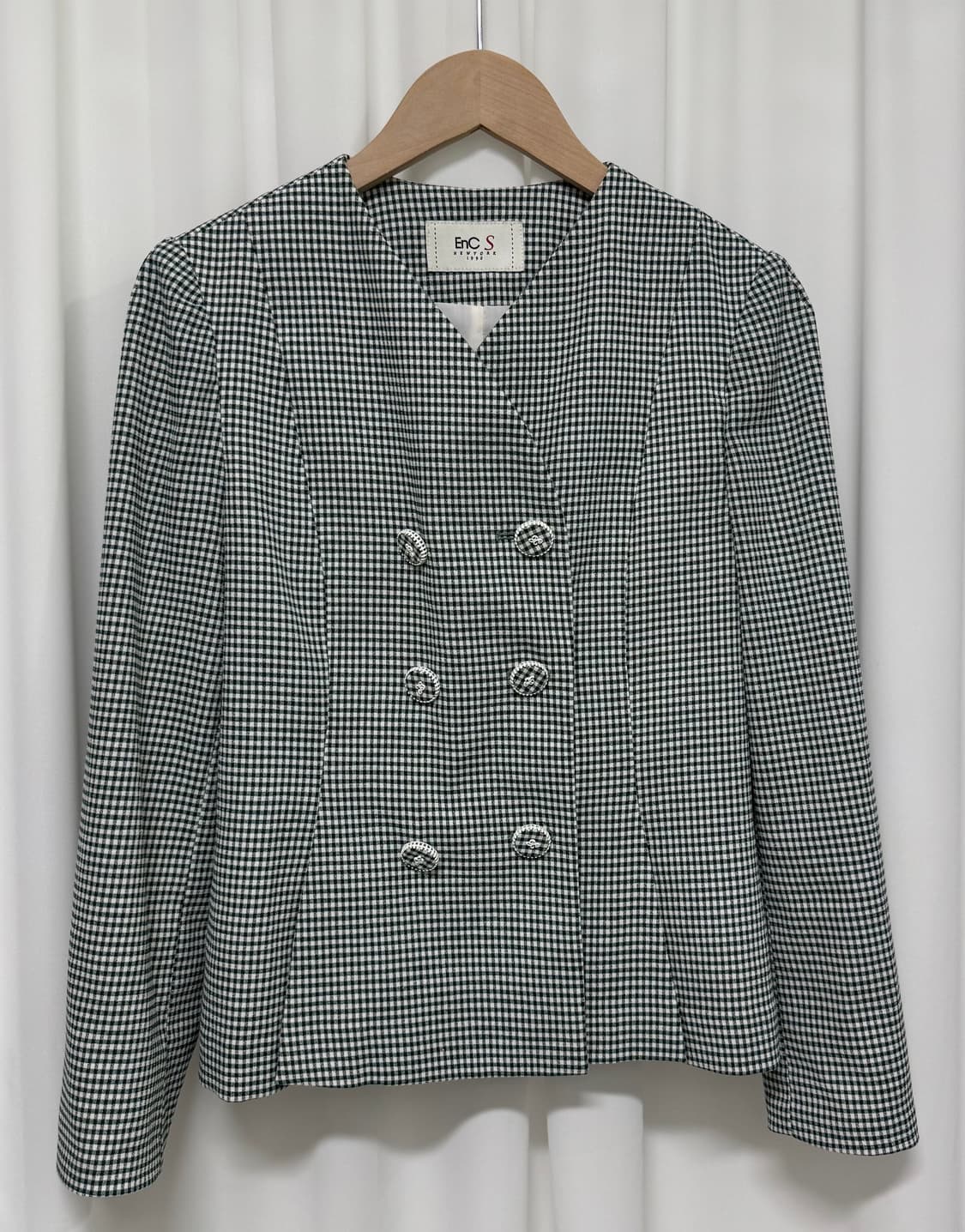 EnC 그린 체크 더블 자켓 상품이미지2