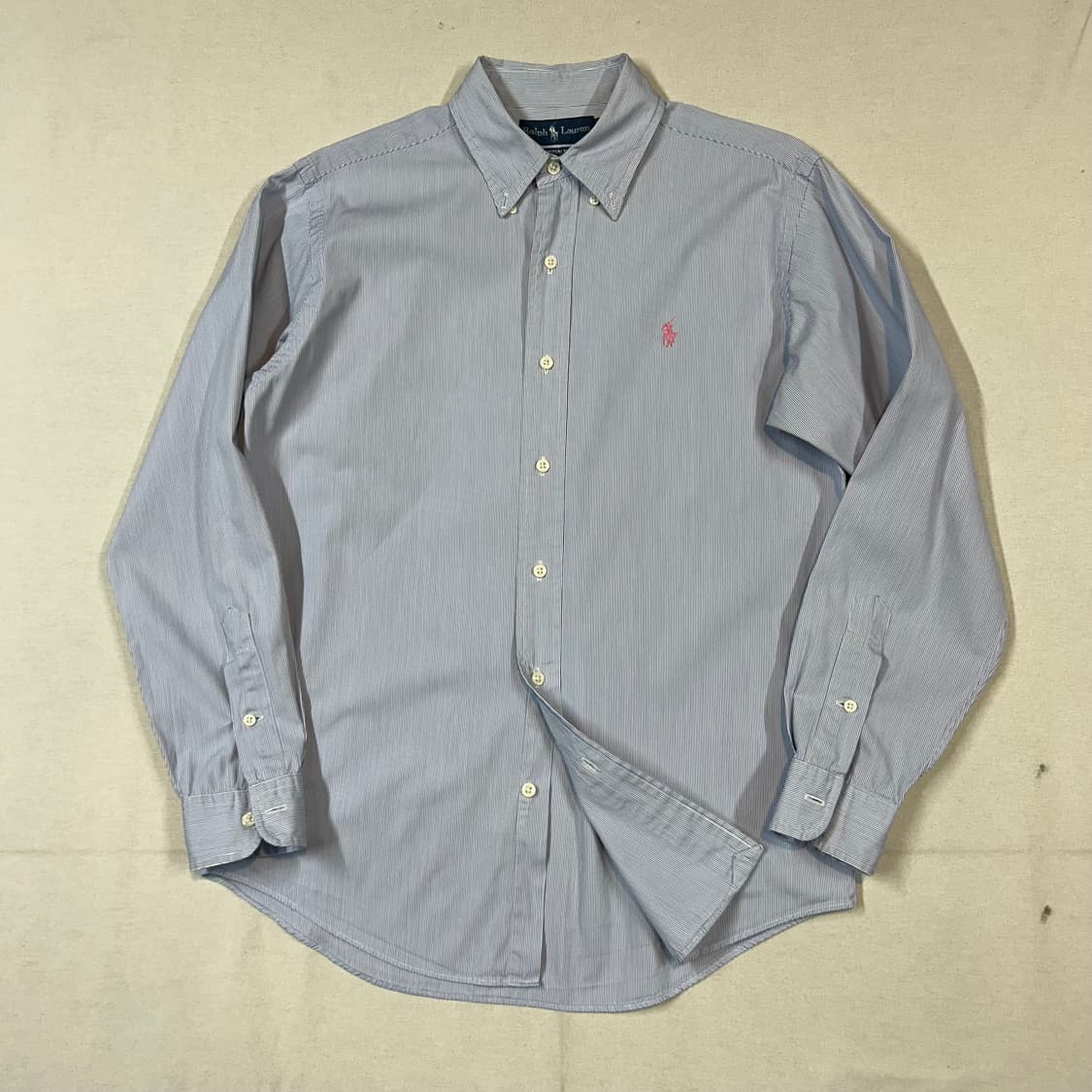 S) 폴로 랄프로렌 클래식 블루 스트라이프 포플린 셔츠 상품이미지1