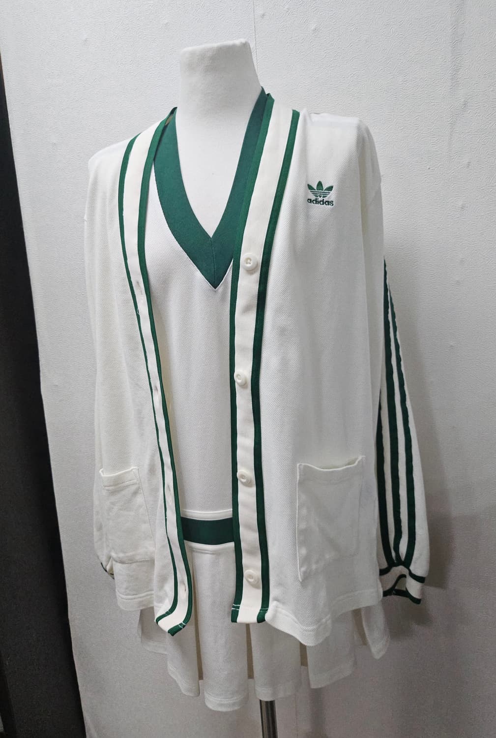 아디다스 아이보리 삼선 가디건  원피스 세트 S 90 상품이미지3