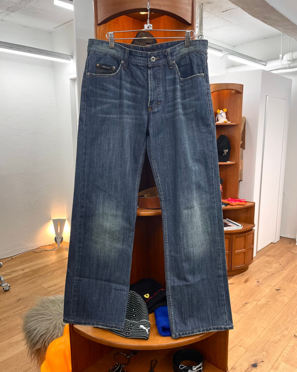 [36] D&G 돌체앤가바나 레더 신치백 데님 팬츠 상품이미지5