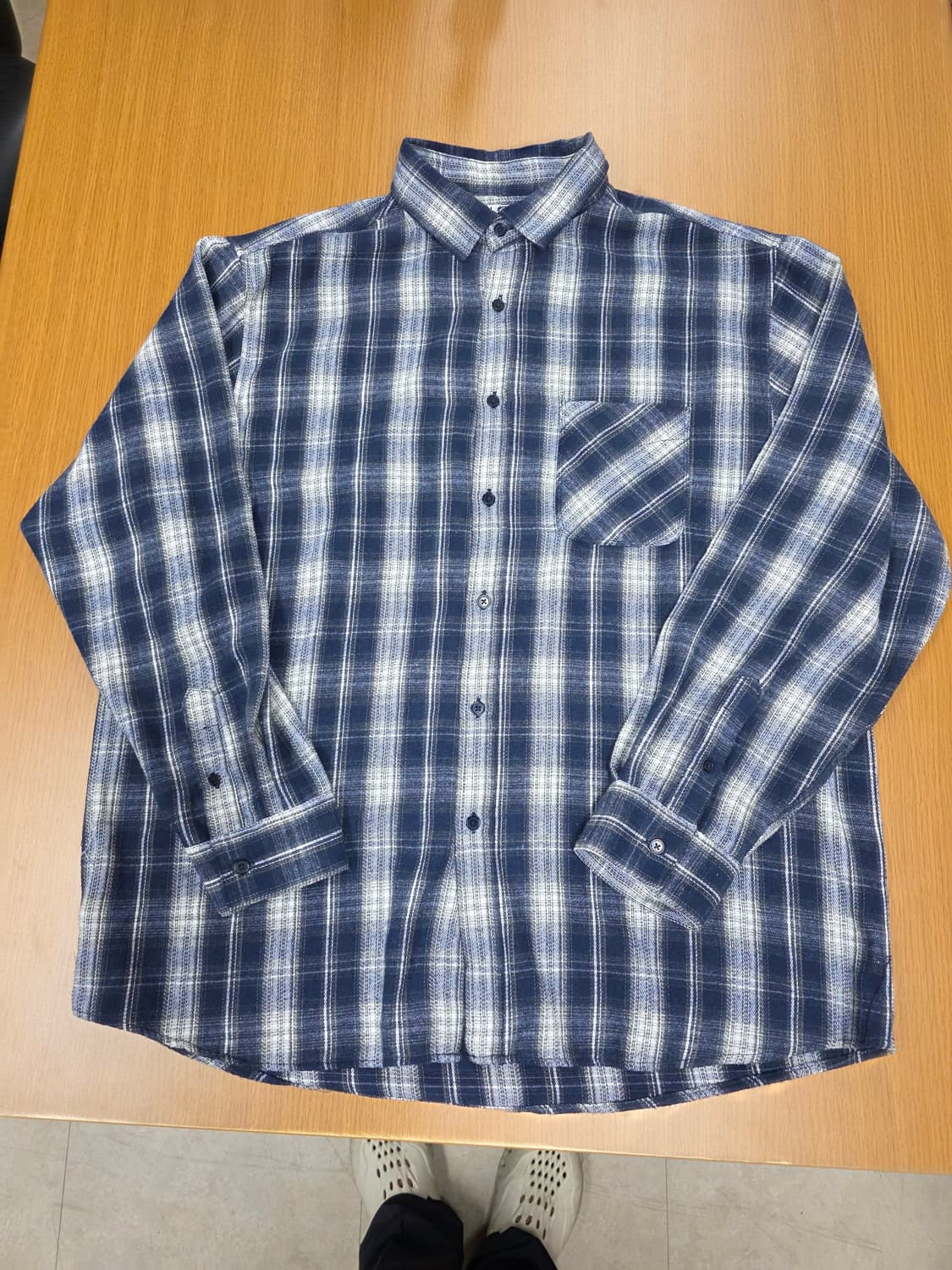 수아레 유로피안 피치 체크 셔츠 네이비 XL 상품이미지1