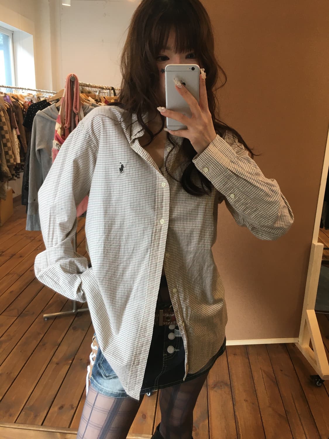 폴로 베이지 체크 셔츠 상품이미지3