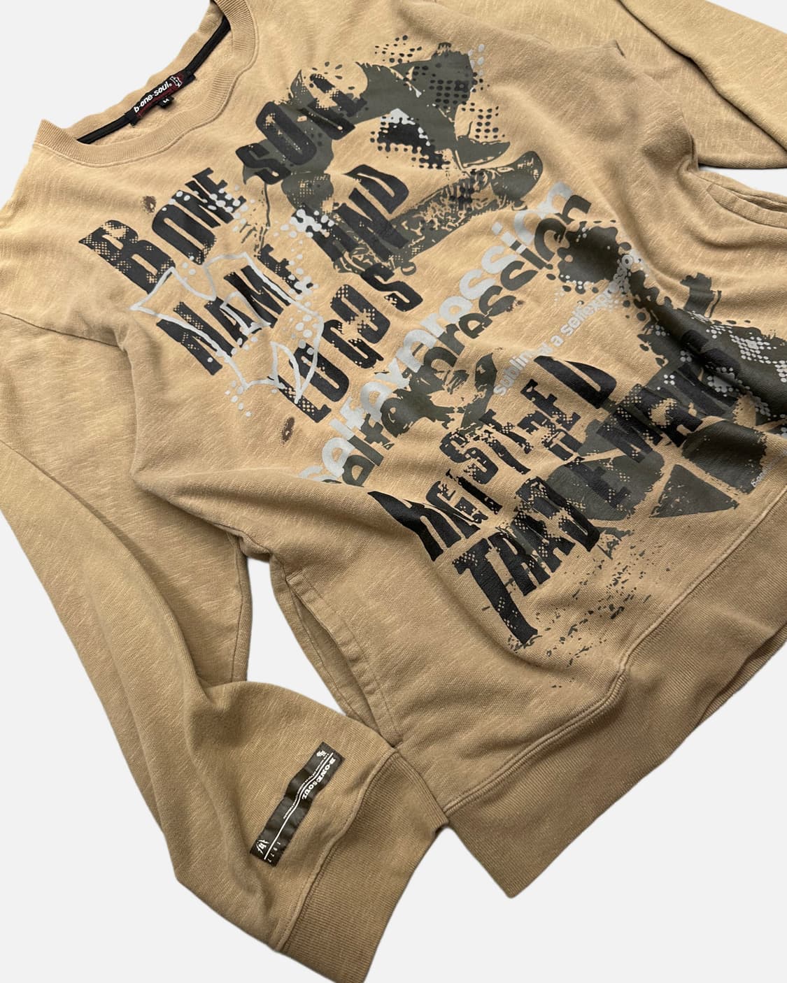 B-ONE-SOUL grunge logo beige sweatshirt 상품이미지3