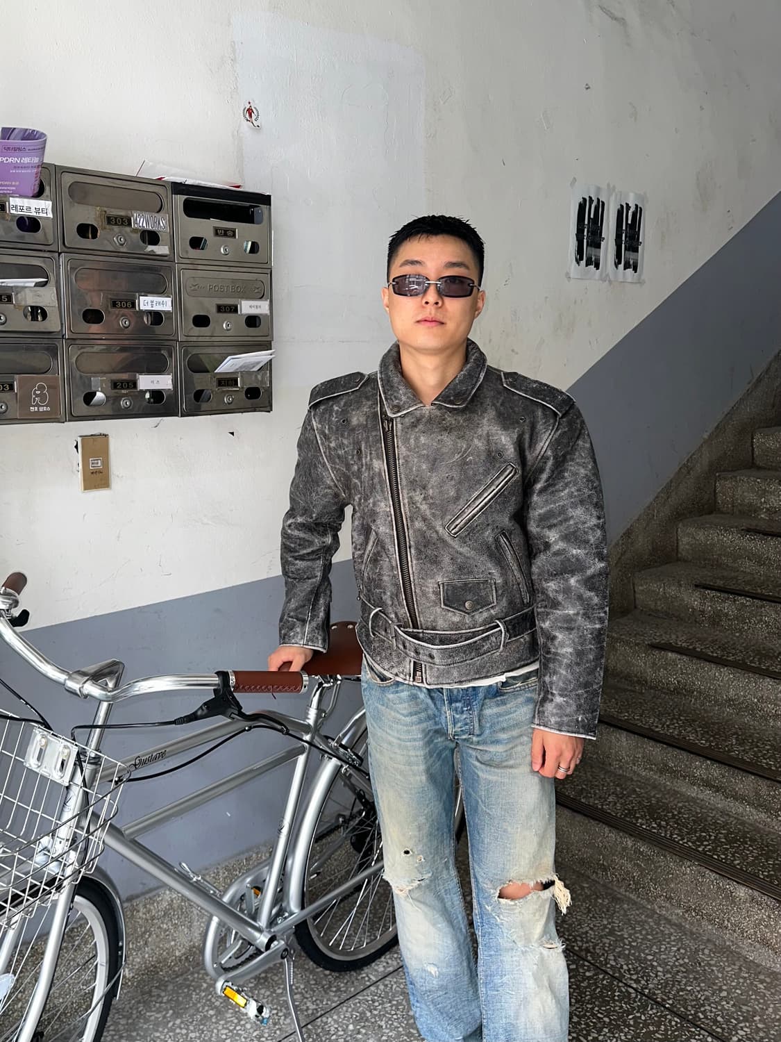 90’s Japanese Cow-leather aged rider JK 상품이미지2