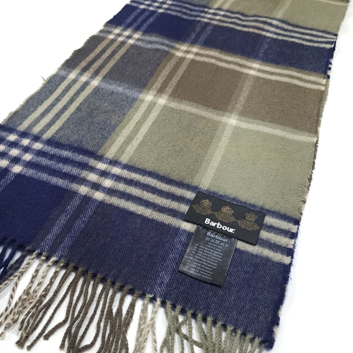 MX443 바버 울캐시미어 3로얄워런트 타탄 올리브 머플러 목도리 상품이미지3