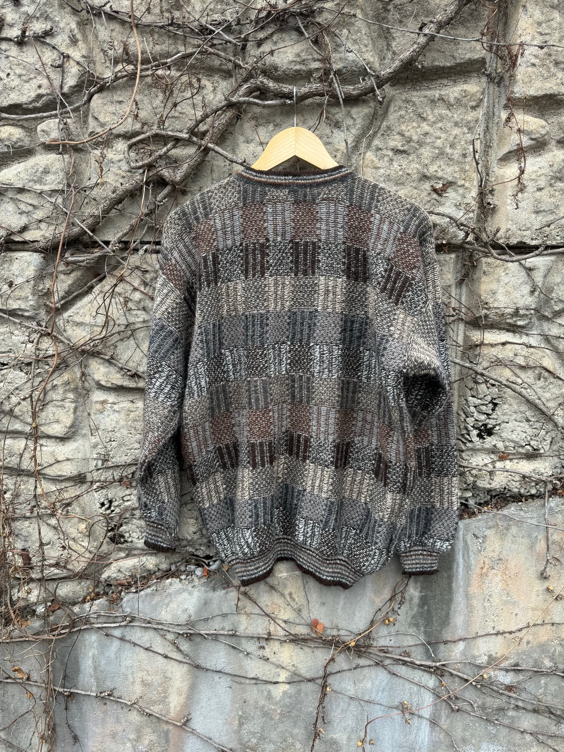 Intiwara 알파카 100% 볼리비아 체크 패턴 니트 가디건 상품이미지2