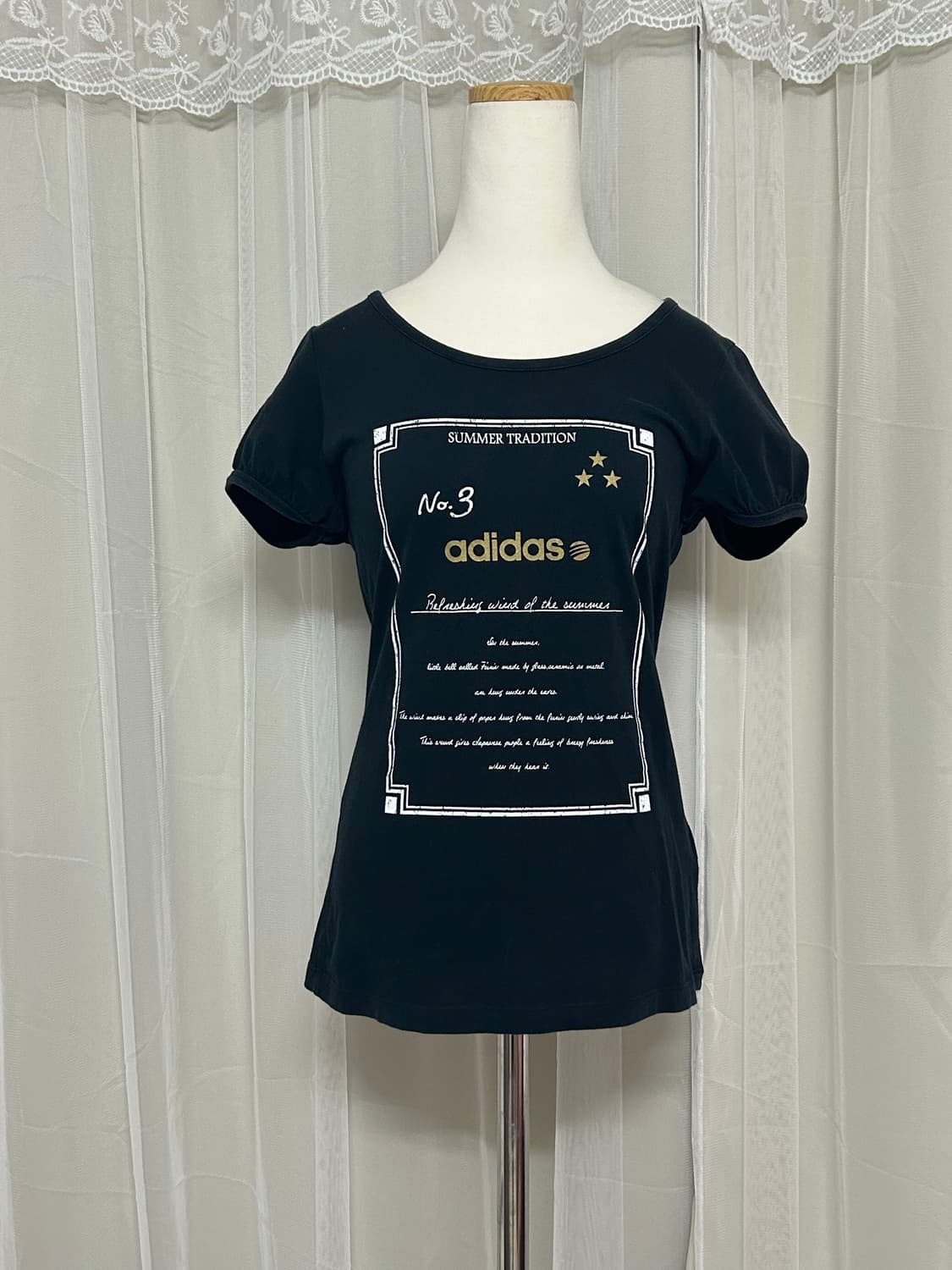 아디다스 퍼프소매 로걀맛 딱붙 탑 상품이미지1