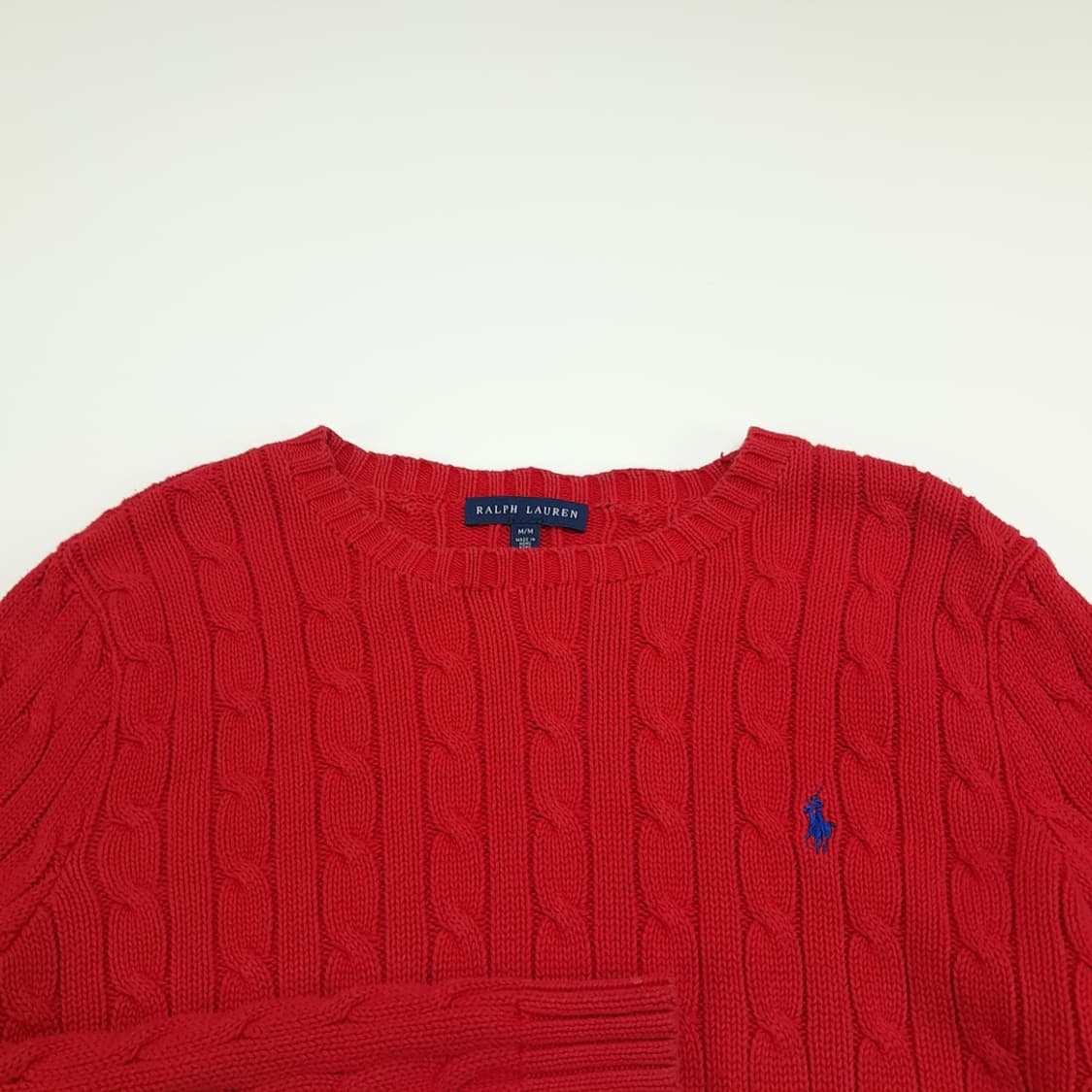 CN745W M 폴로 랄프로렌 레드 라운드 케이블 긴팔 니트 스웨터 상품이미지3