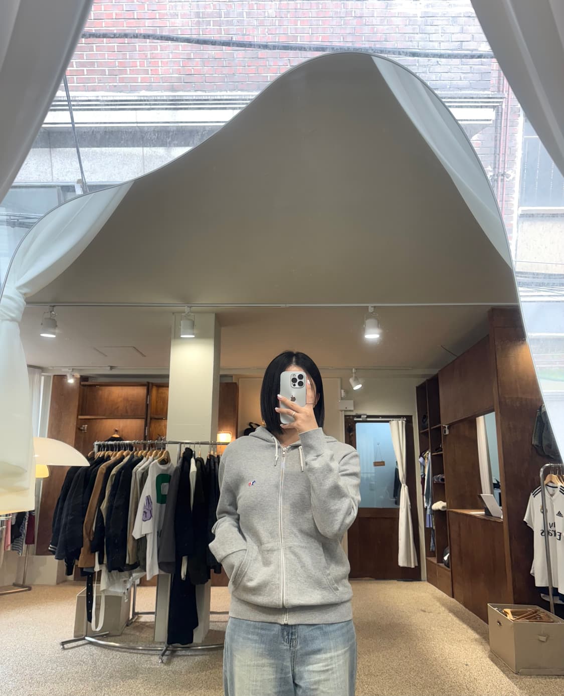 메종키츠네 트리컬러 폭스 패치 후드 집업 상품이미지2