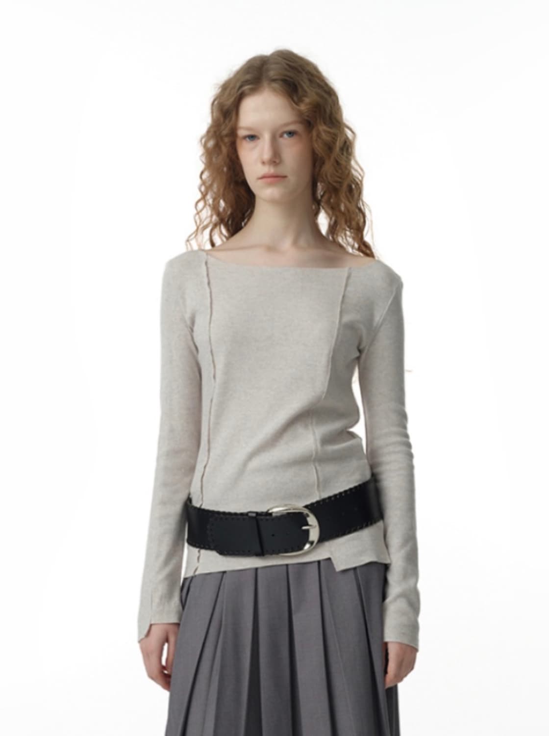 밀로우먼 컷오프 인시전 티셔츠 화이트 멜란지 상품이미지1