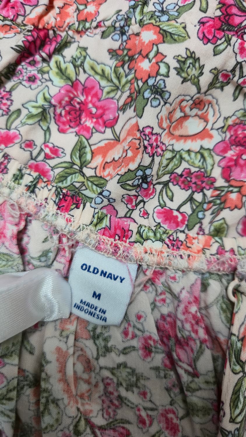 레이온 핑크 잔꽃 캉캉 미니 원피스 M 나시 뷔스티에 플라워 상품이미지5