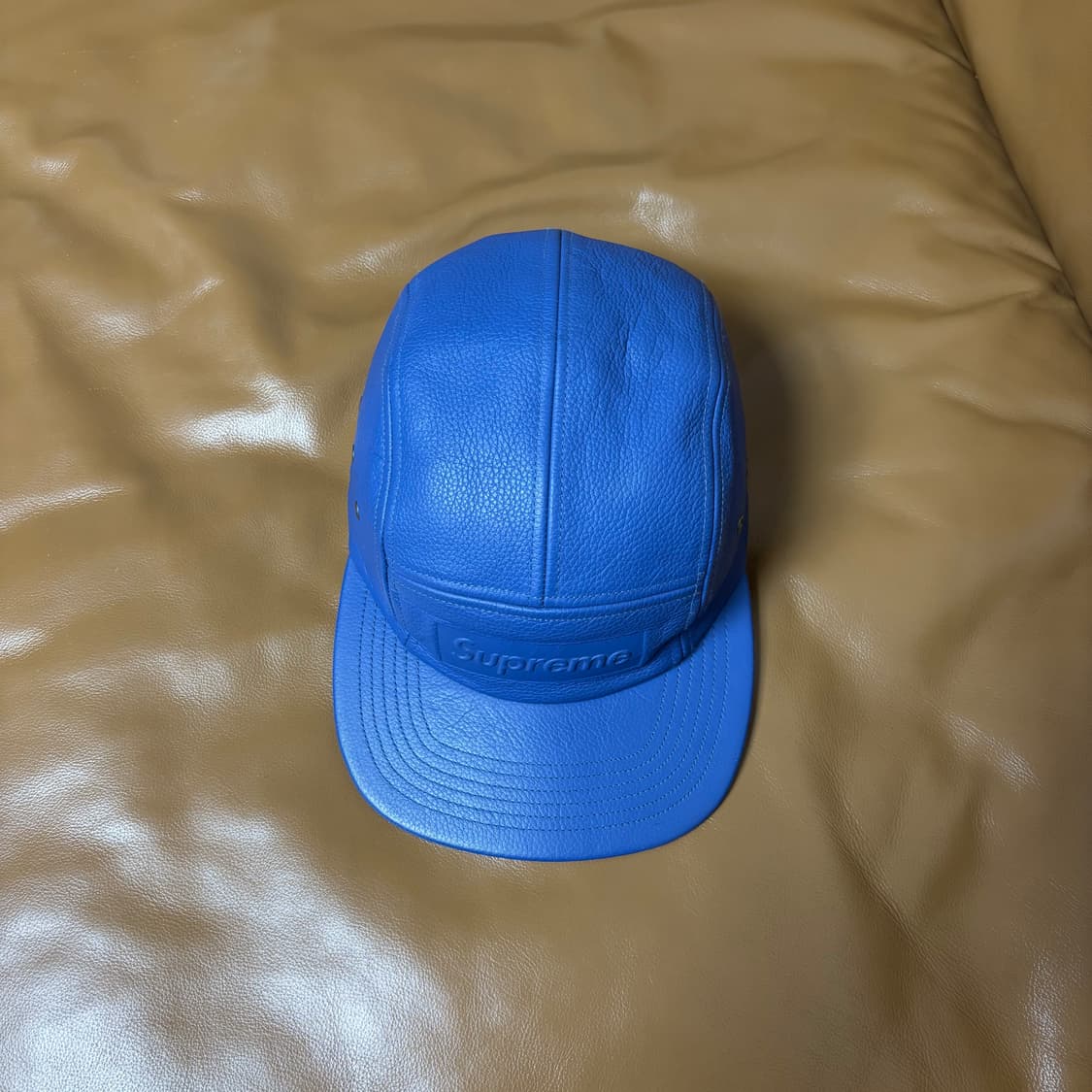 Supreme 슈프림 레더 블루 캠프캡 모자 (Leather Blue) 상품이미지5