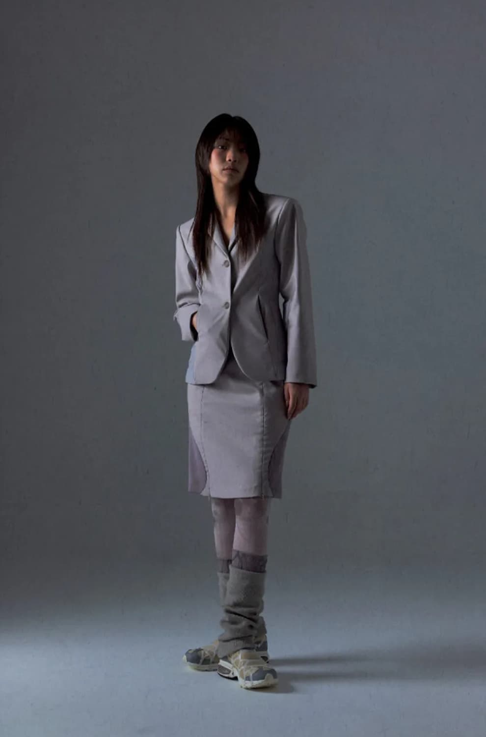 오호스 / Parted Zipper Single Jacket / Grey 상품이미지2