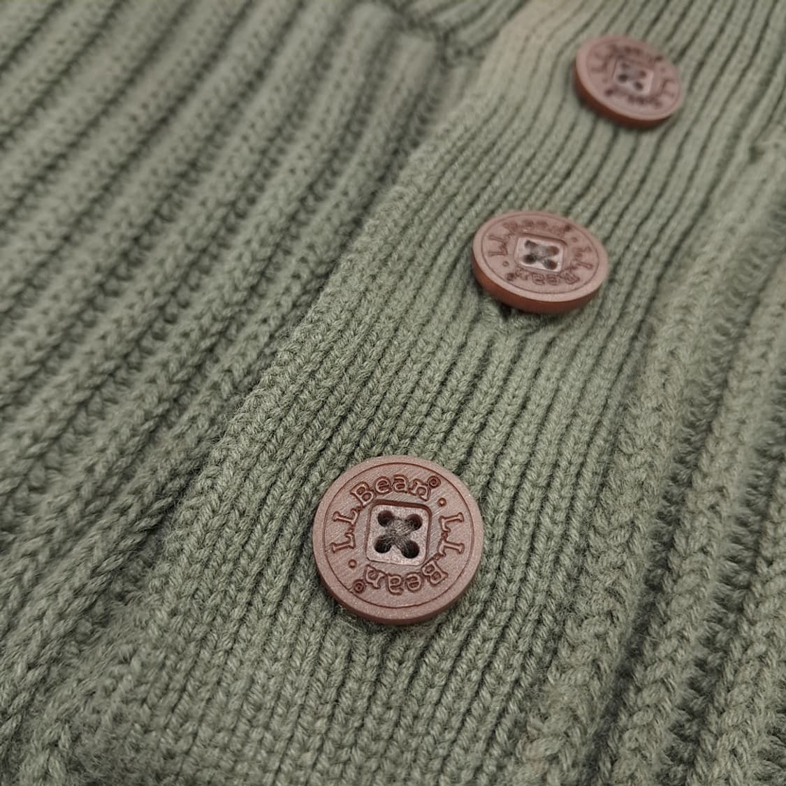 CN941 M 엘엘빈 올리브그린 코튼 헨리넥 긴팔 니트 스웨터 상품이미지6