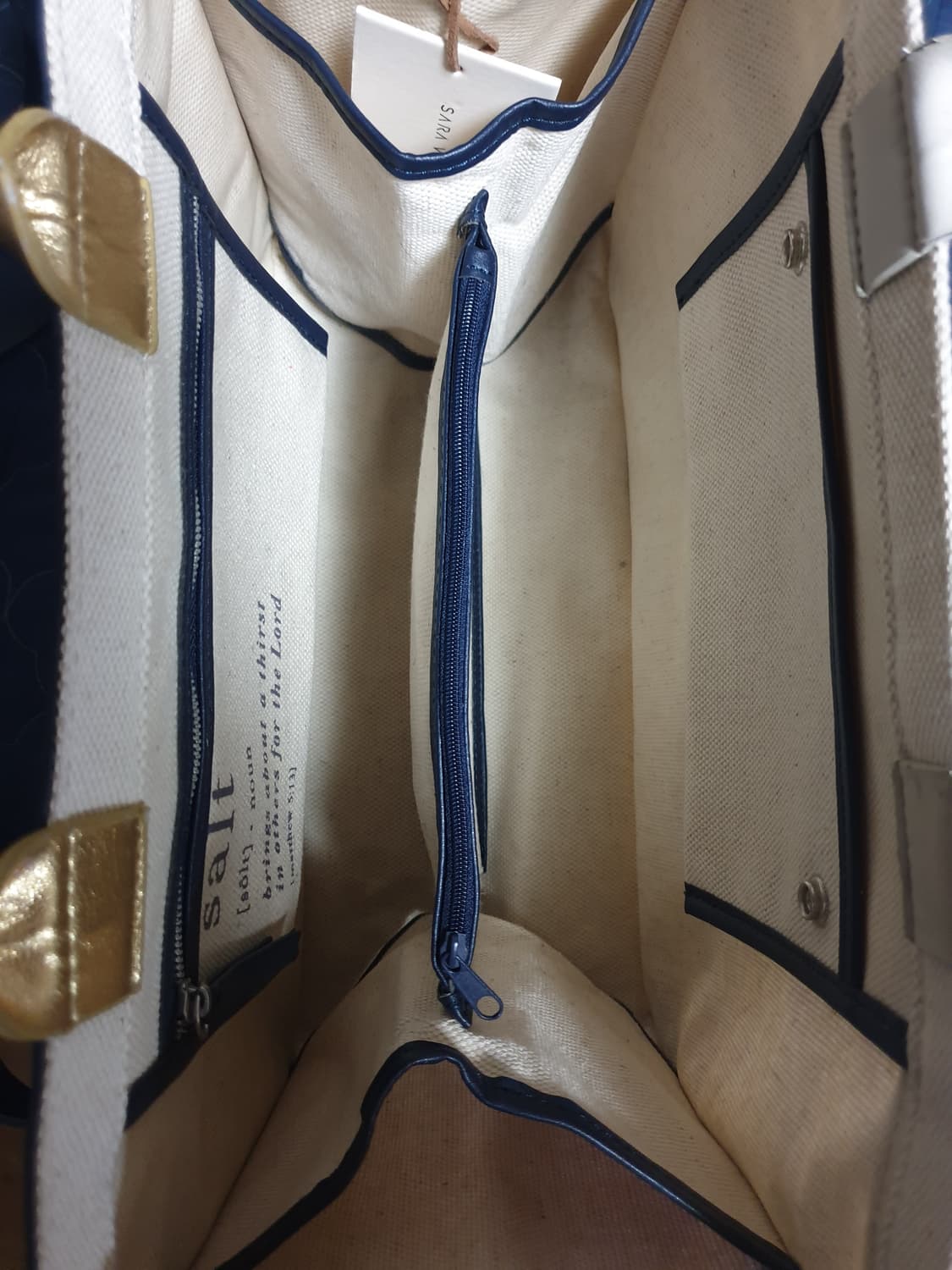 사라발렌테 캔버스 도트백 (크림,네이비) 상품이미지3