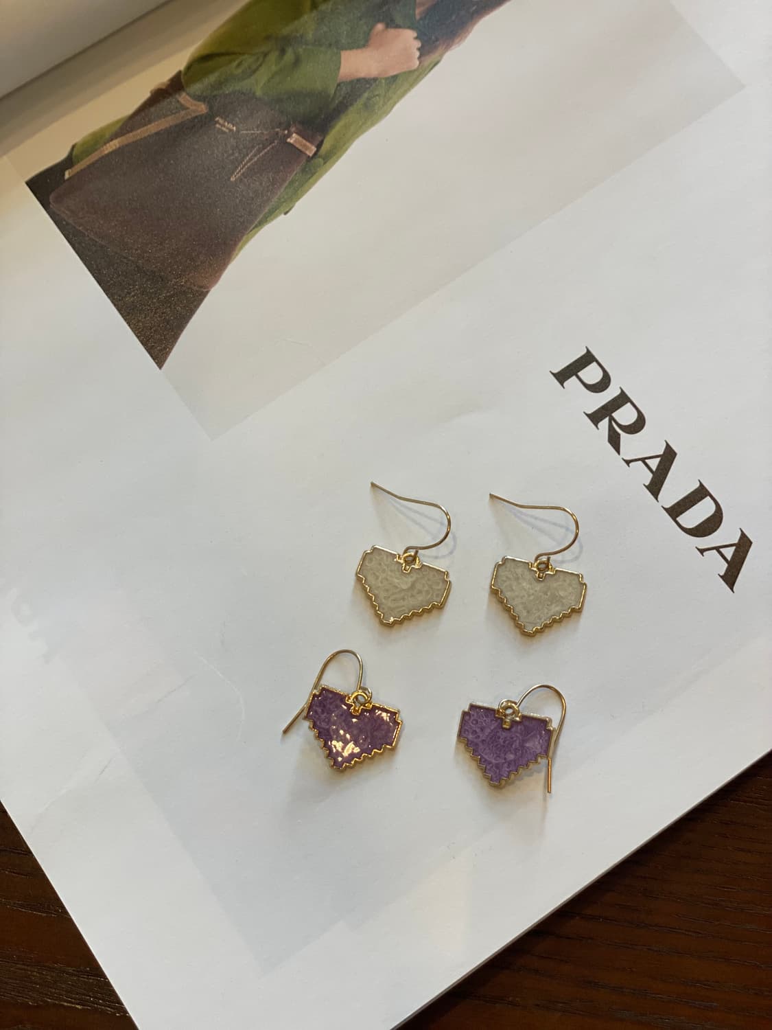 새상품 주인장추천 퍼플 아이보리 하트 귀걸이 2종 세트 상품이미지2